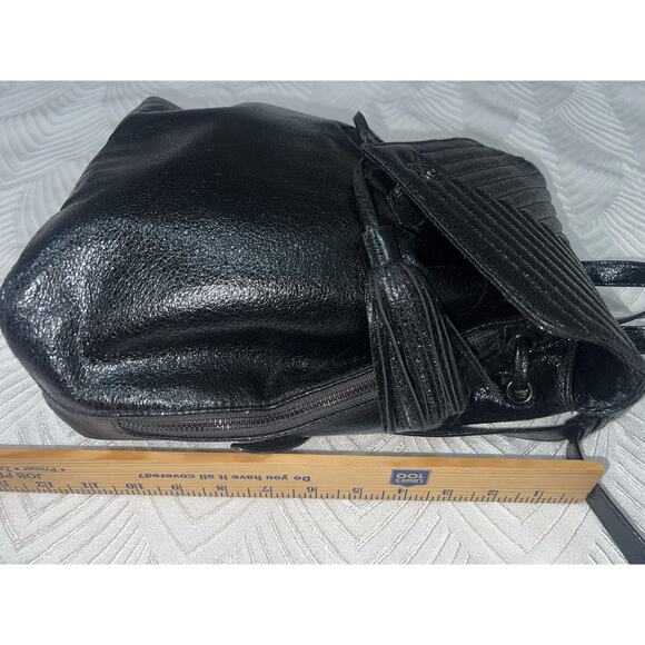 Victoria’s Secret Bundle Shiny Black Backpack NWOT & Beige Perforated Wristlet main image 10